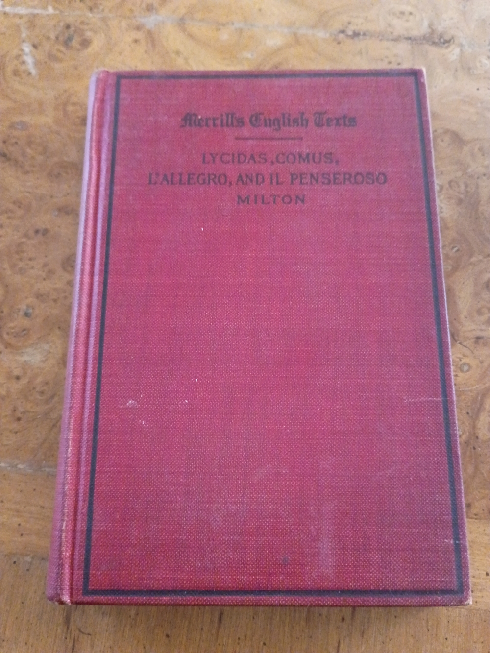 Red Hardcover Book - Lycidas, Comus, L'Allegro, Il Penseroso by Milton